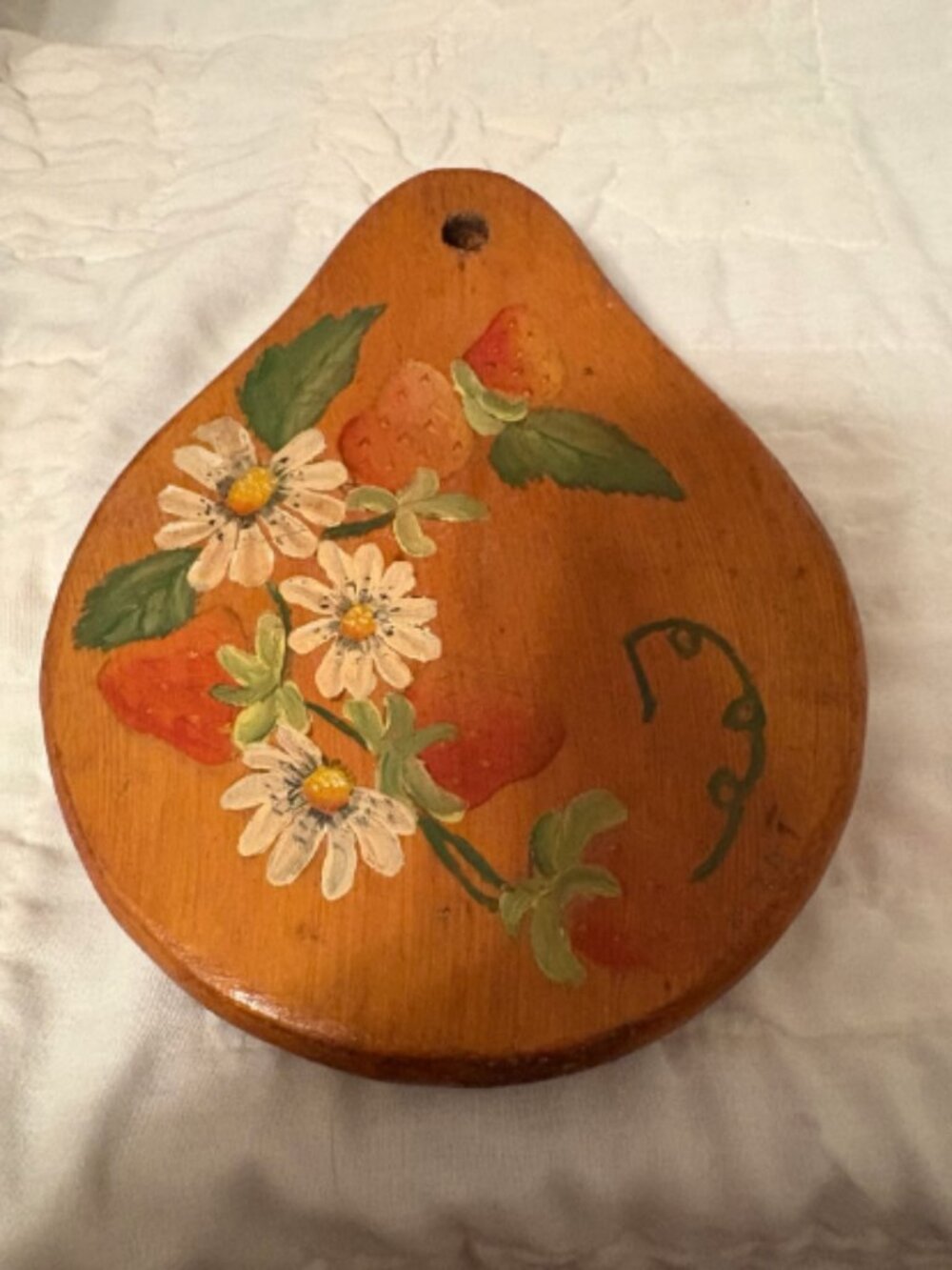 Vintage Hand Painted Wooden Wall Plaque Floral Folk Art Decor